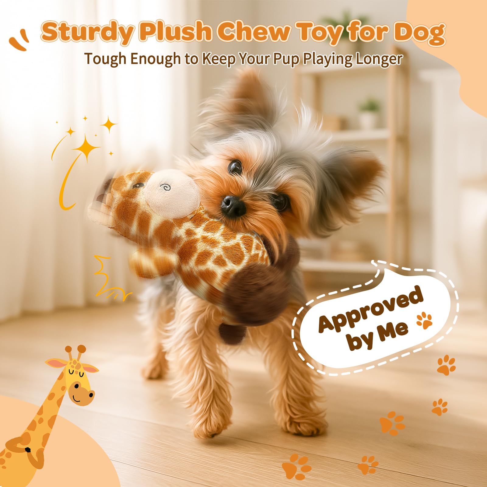 BluPup Giraffe toy embroidered eyes add playful charm