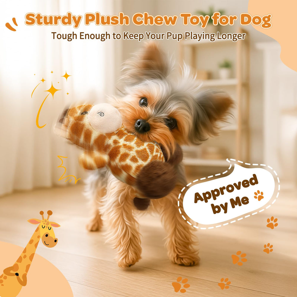 BluPup Giraffe toy embroidered eyes add playful charm