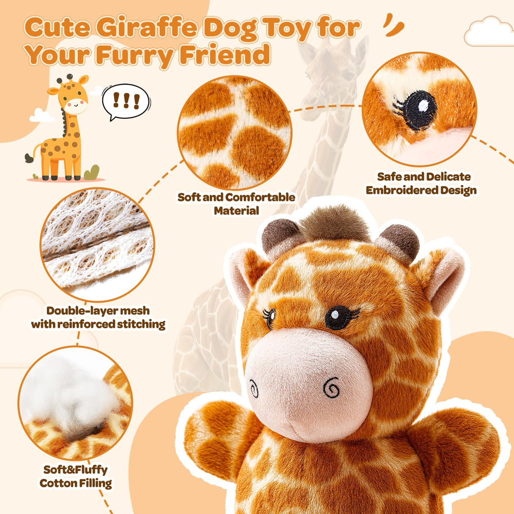 BluPup Giraffe toy reinforced stitching increases durability during play