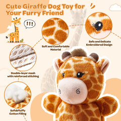 BluPup Giraffe toy reinforced stitching increases durability during play