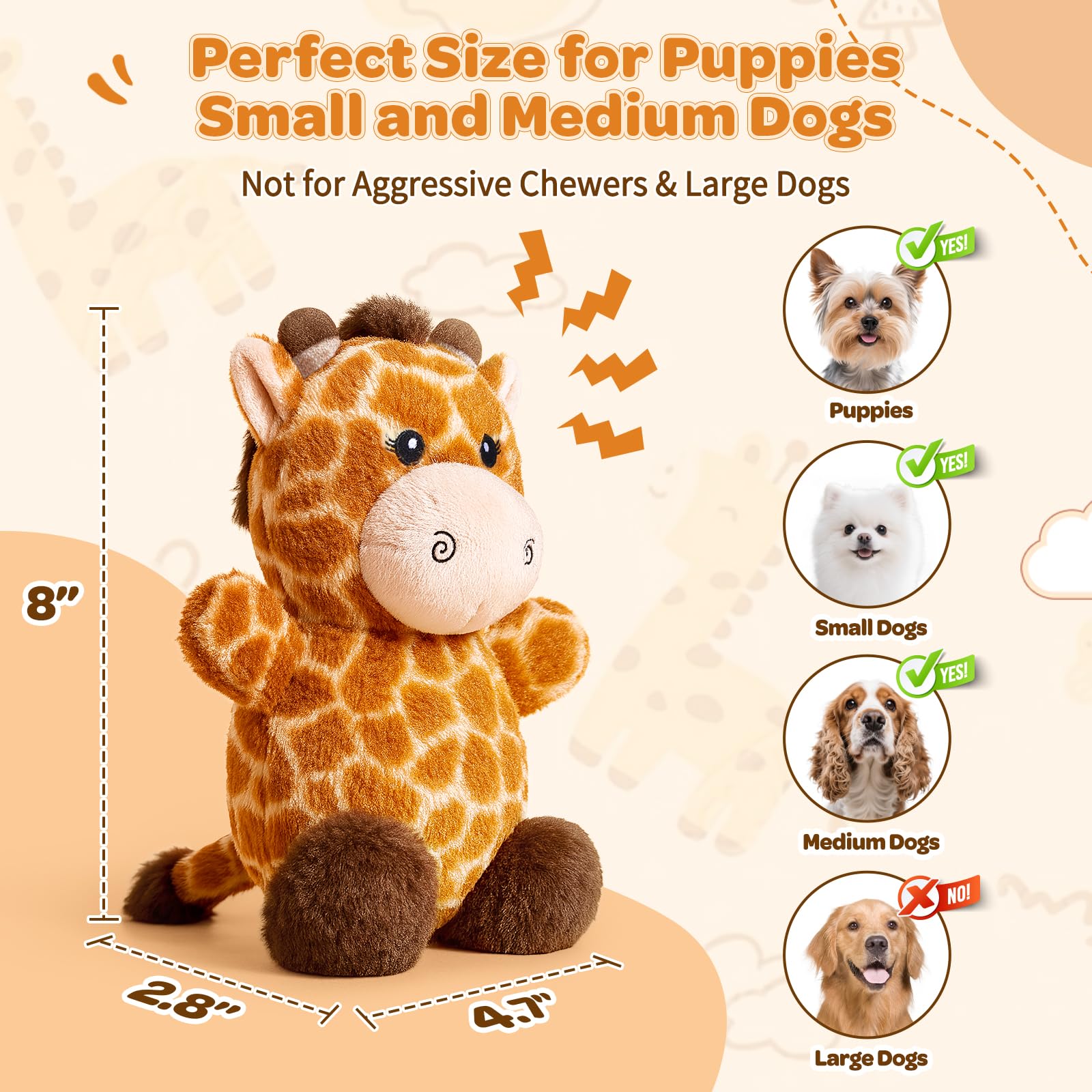 BluPup Giraffe toy soft plush body provides cozy cuddles