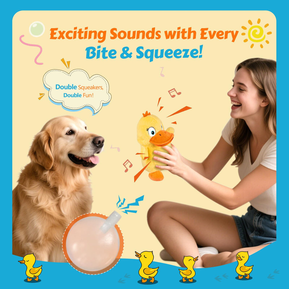 BluPup Squeaky Duck Toy belly-squeaker adds dynamic sound for rewarding bites