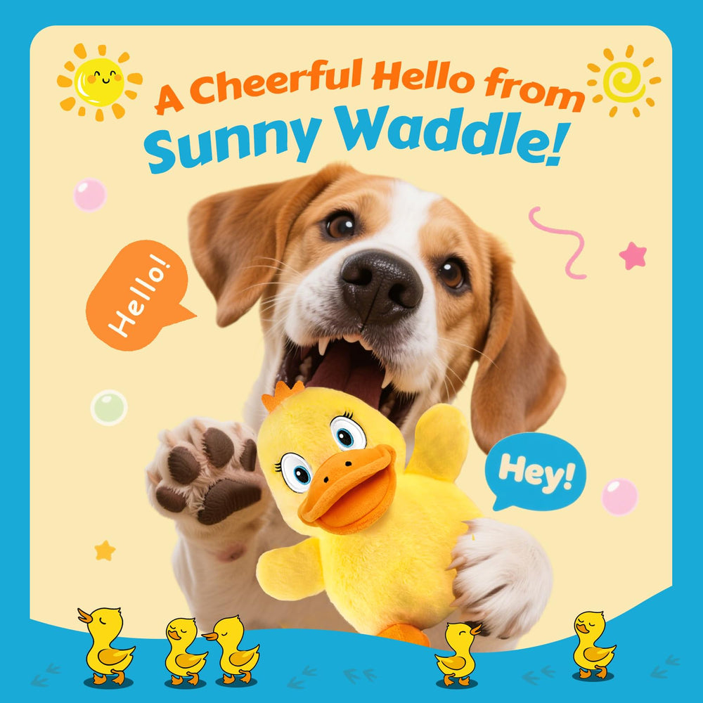 BluPup Squeaky Duck Toy head-squeaker captures pup attention for interactive snout games