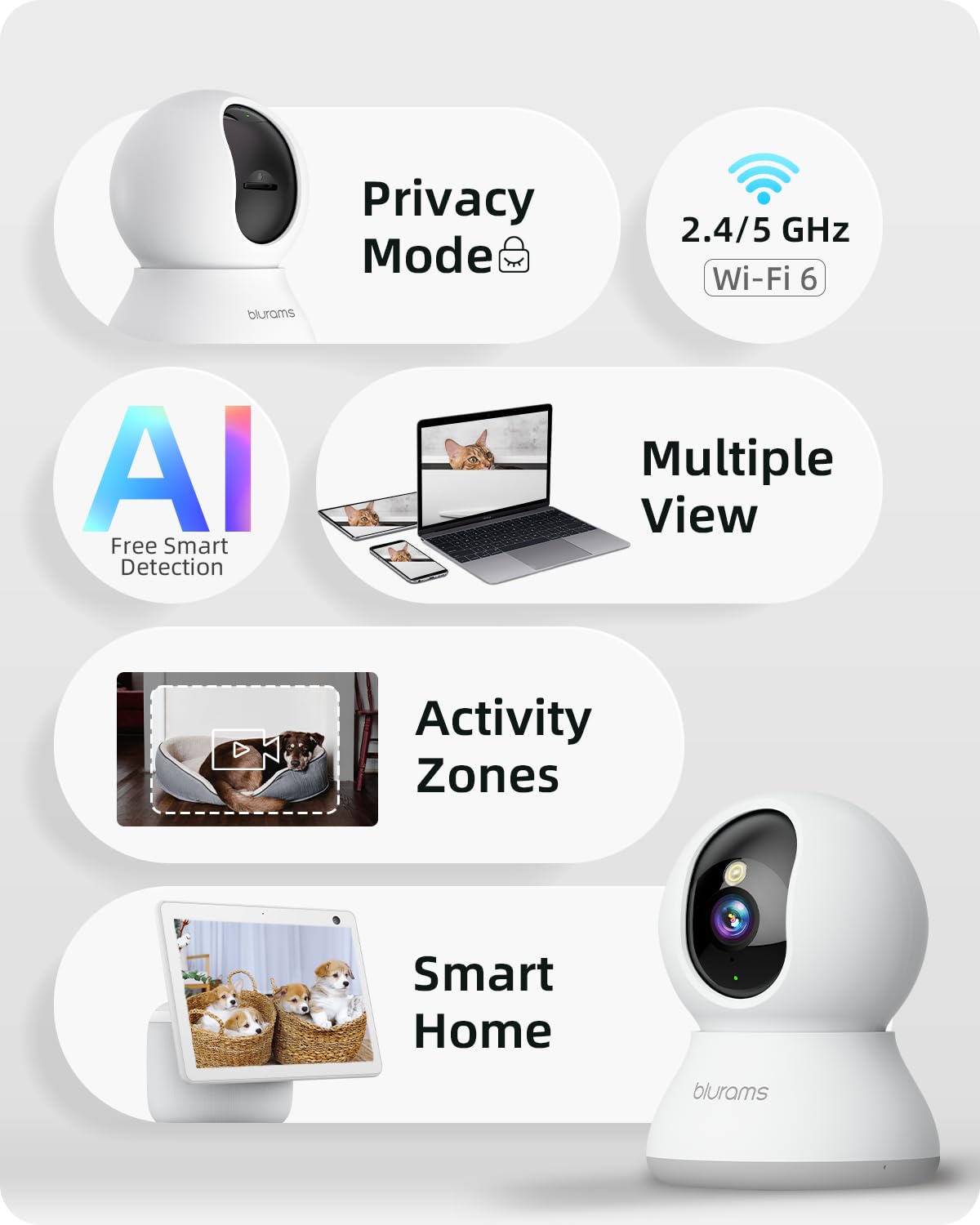 Blurams pet camera night vision helps you watch pets clearly after dark
