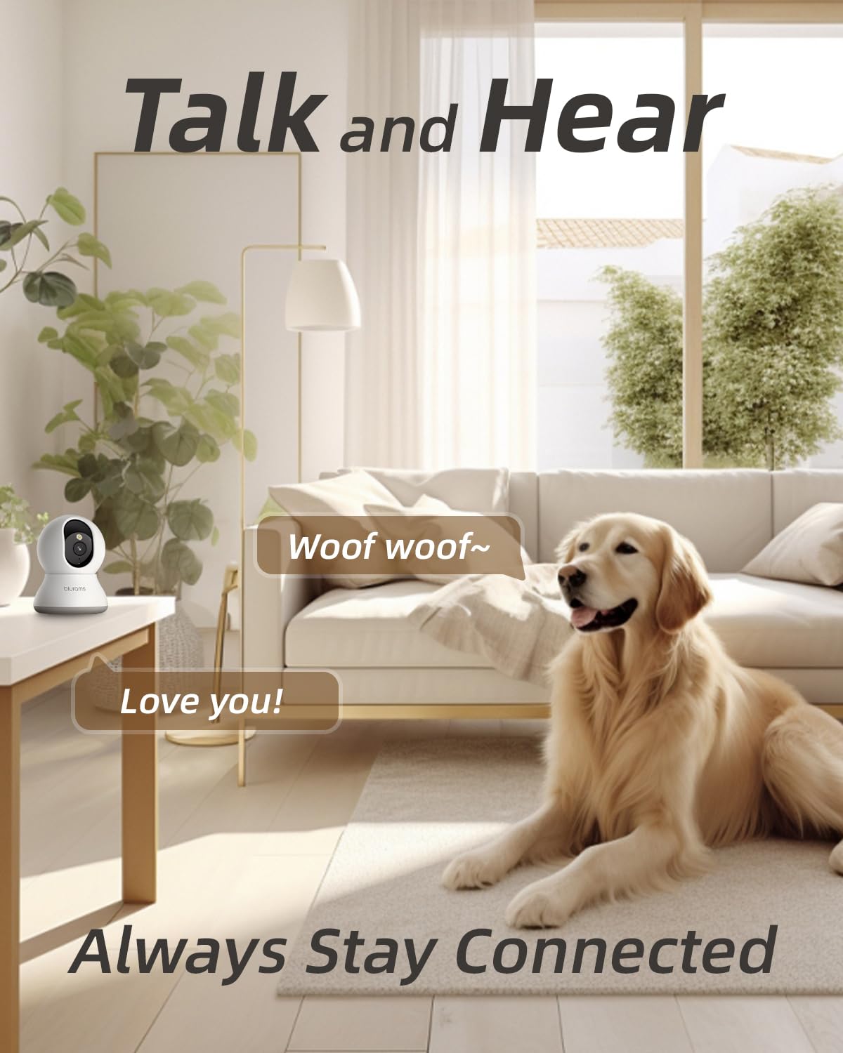 blurams pet camera 2k two-way talk enables live interaction