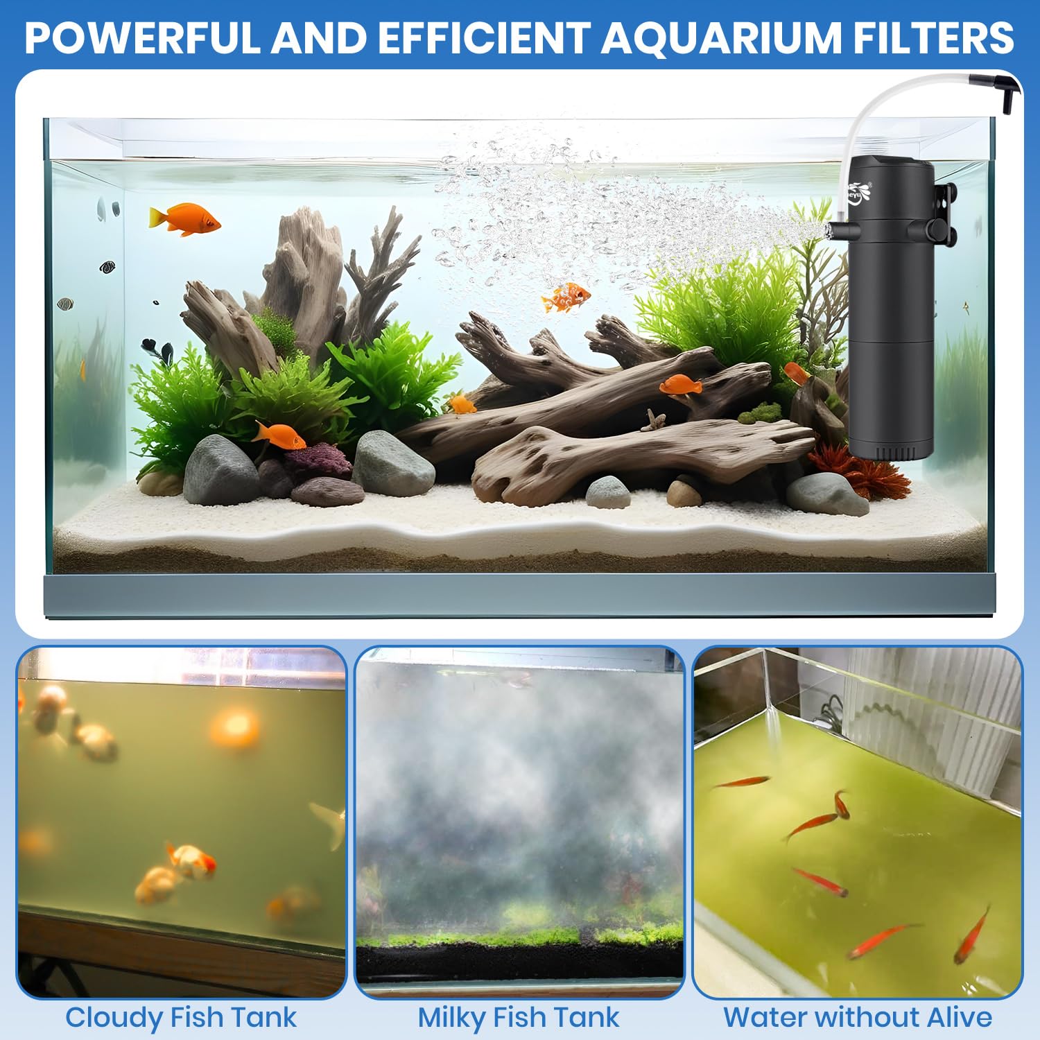 BlueYu submersible-pump-inside-tank captures quiet, continuous water movement.