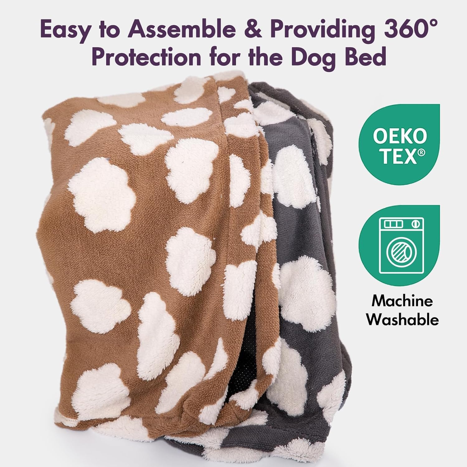 BLVOTKRO Faux Fur Dog Bed Cover machine-wash-ready and durable for many cycles.