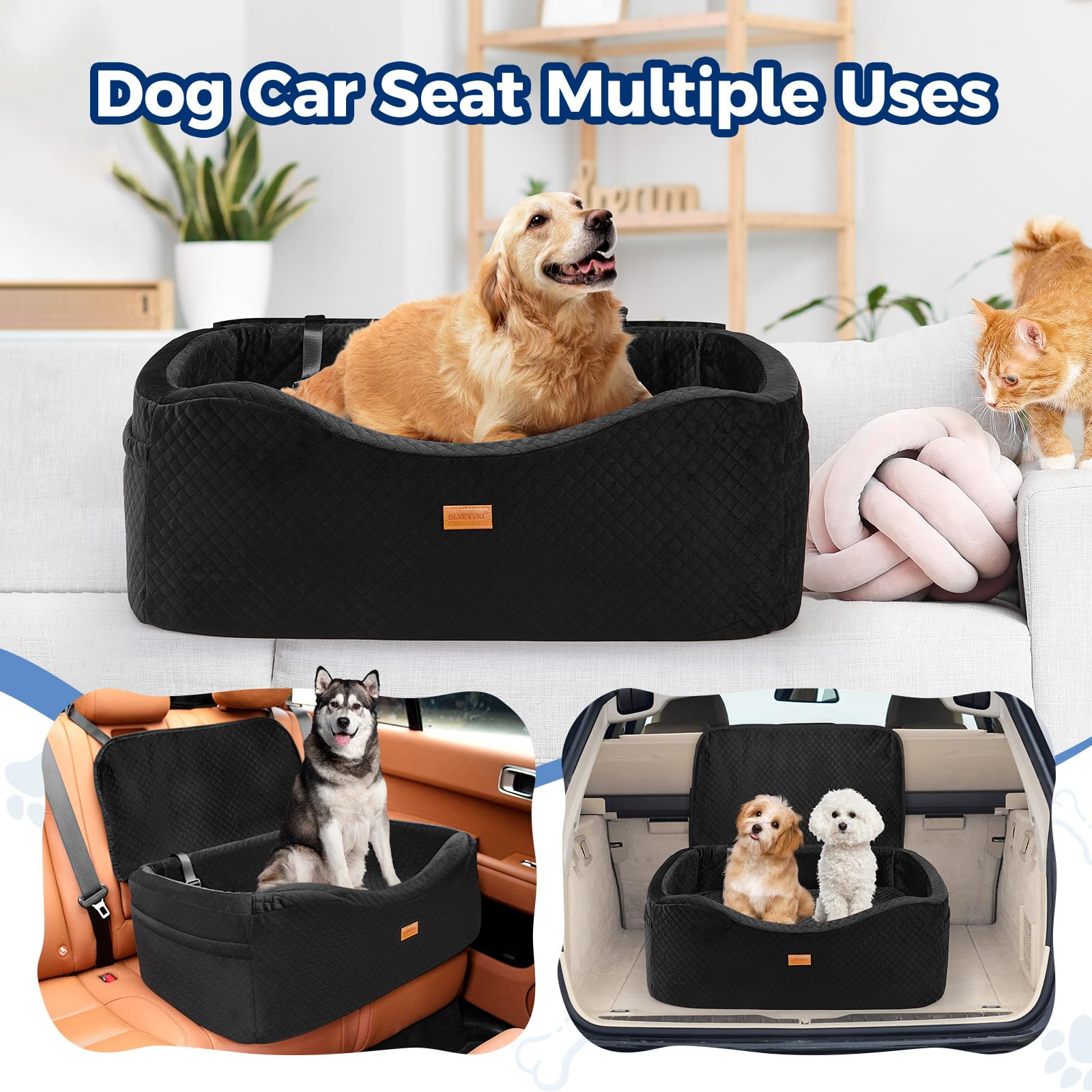 BLVRYVIO booster seat converts to portable dog bed during trips