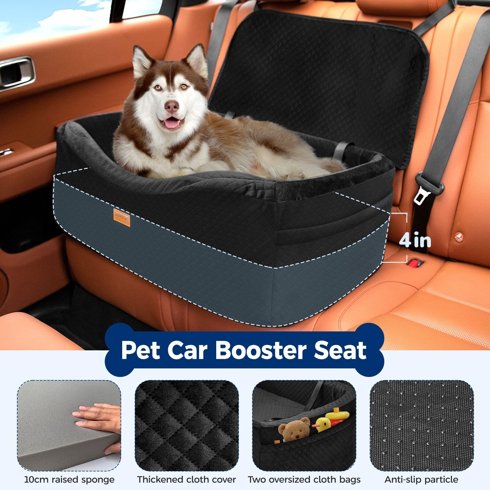 BLVRYVIO dog car seat cover removable and machine-washable for easy cleaning