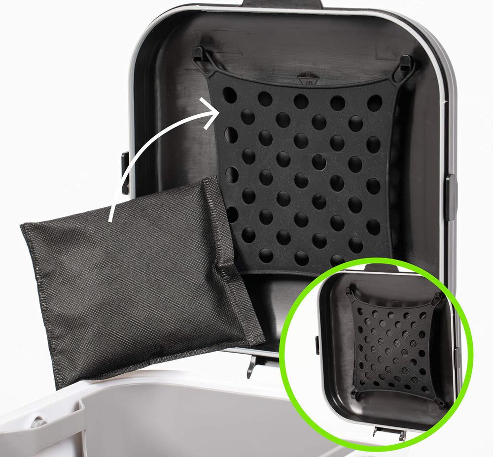 BMBU deodorizer bag inside a diaper pail for freshening use