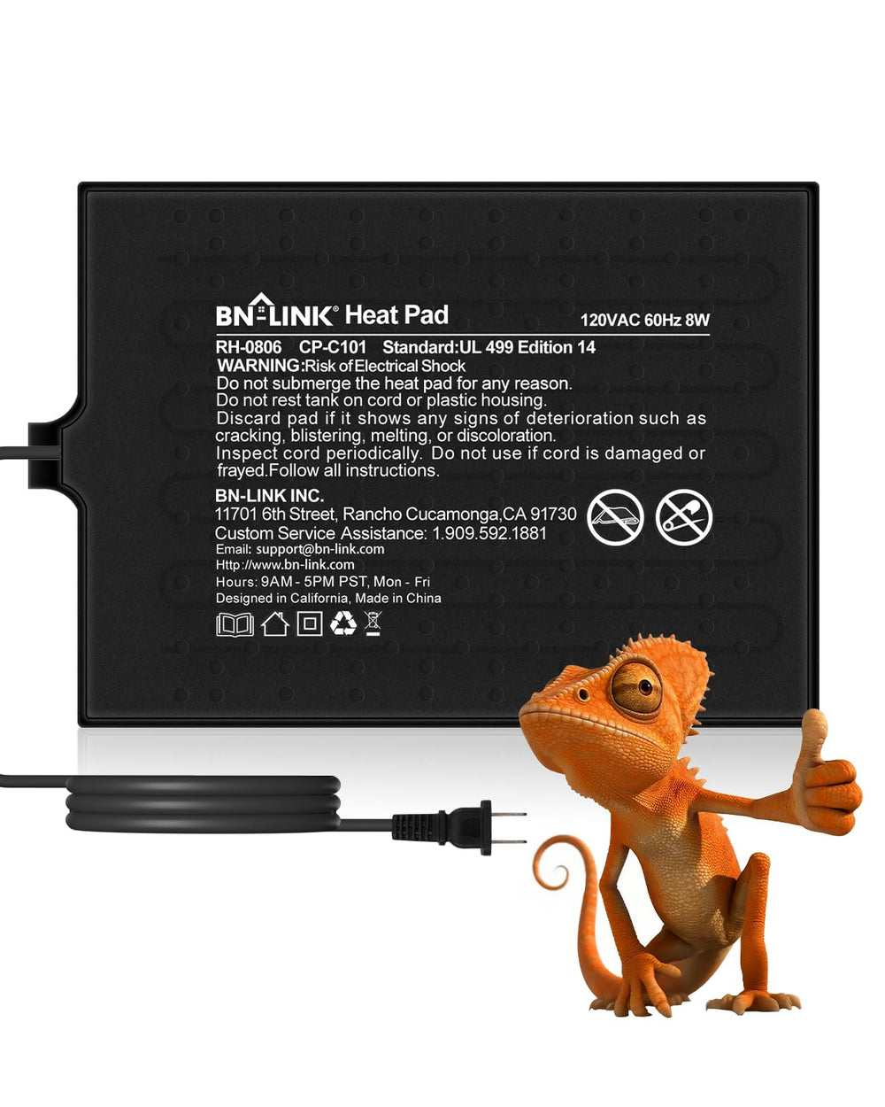 BN-LINK reptile heat pad 6x8 setup showing easy under-tank installation for warm habitat.