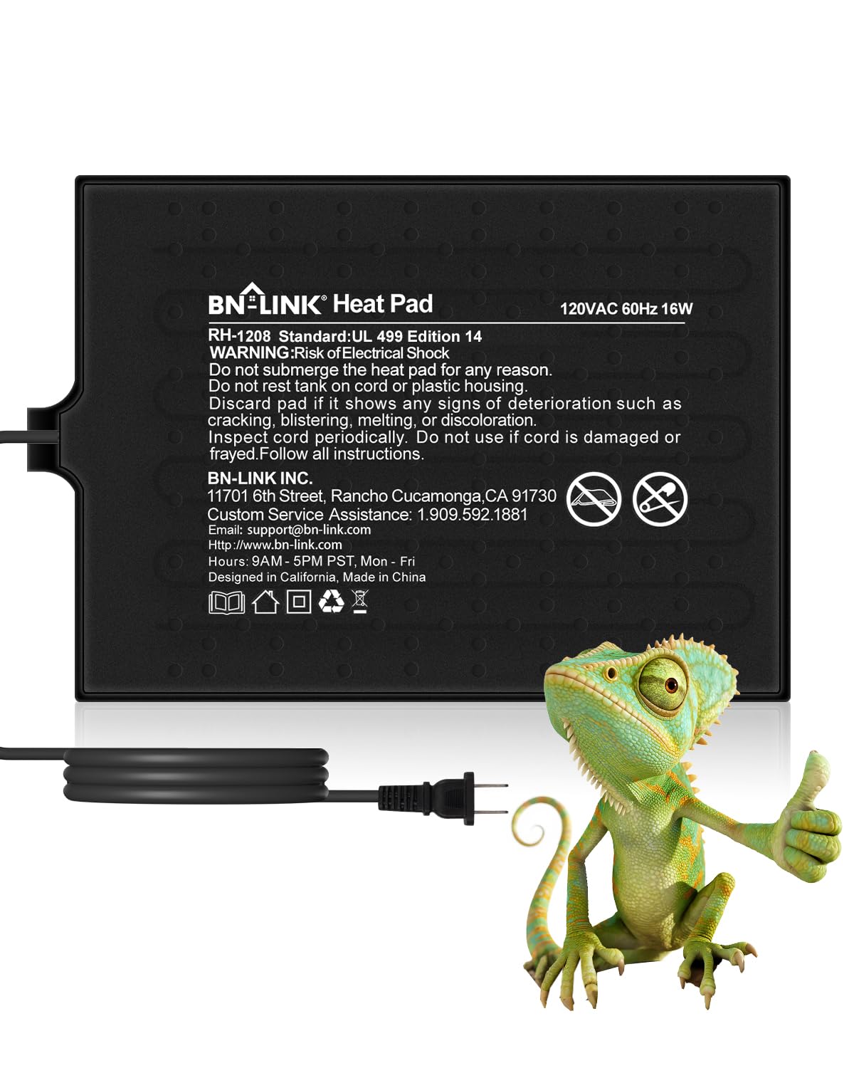 BN-LINK reptile heat pad mounted under terrarium for steady warmth