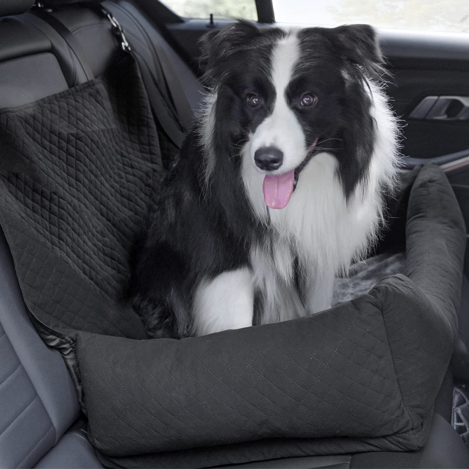 Bnonya dog car seat plush bottom provides cozy rides.