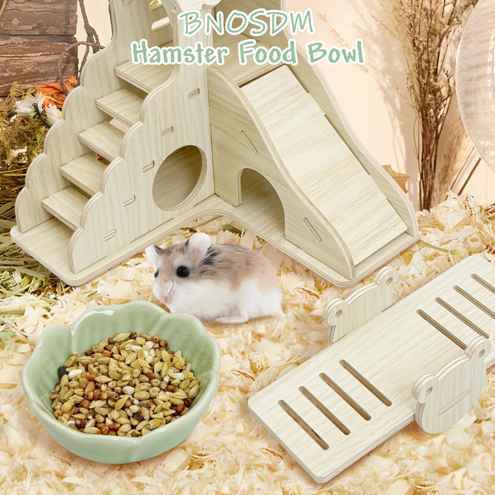 BNOSDM anti-turning food dish for hamsters helps prevent tipping during feeding.
