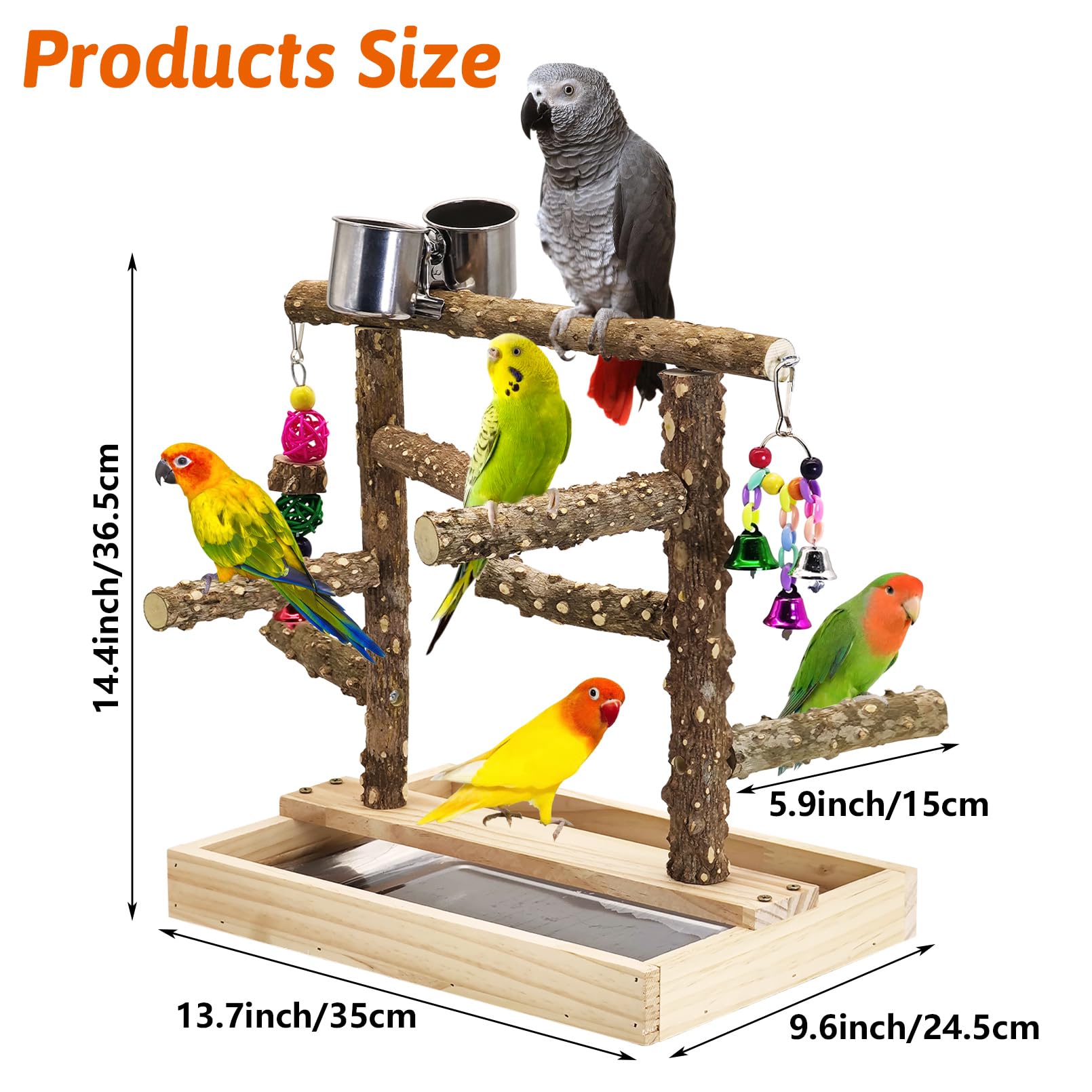 BNOSDM natural wood bird playground branches offers varied climbing options for exercise