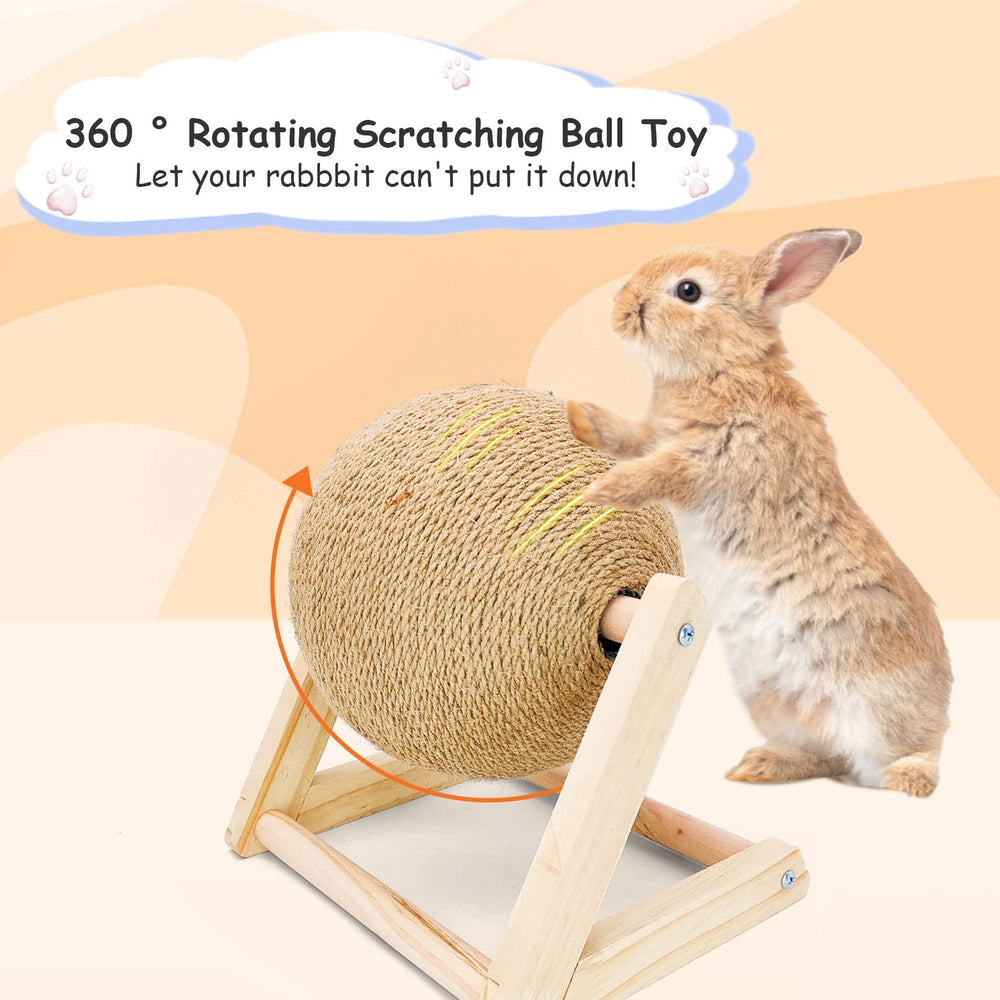 BNOSDM rabbit scratch ball rotates 360 degrees for curious rabbits and stress-free exploration.
