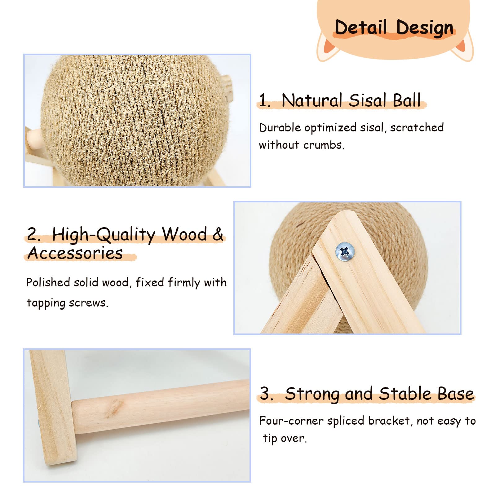 BNOSDM natural sisal rope provides satisfying texture for nibbling and nail-grinding.