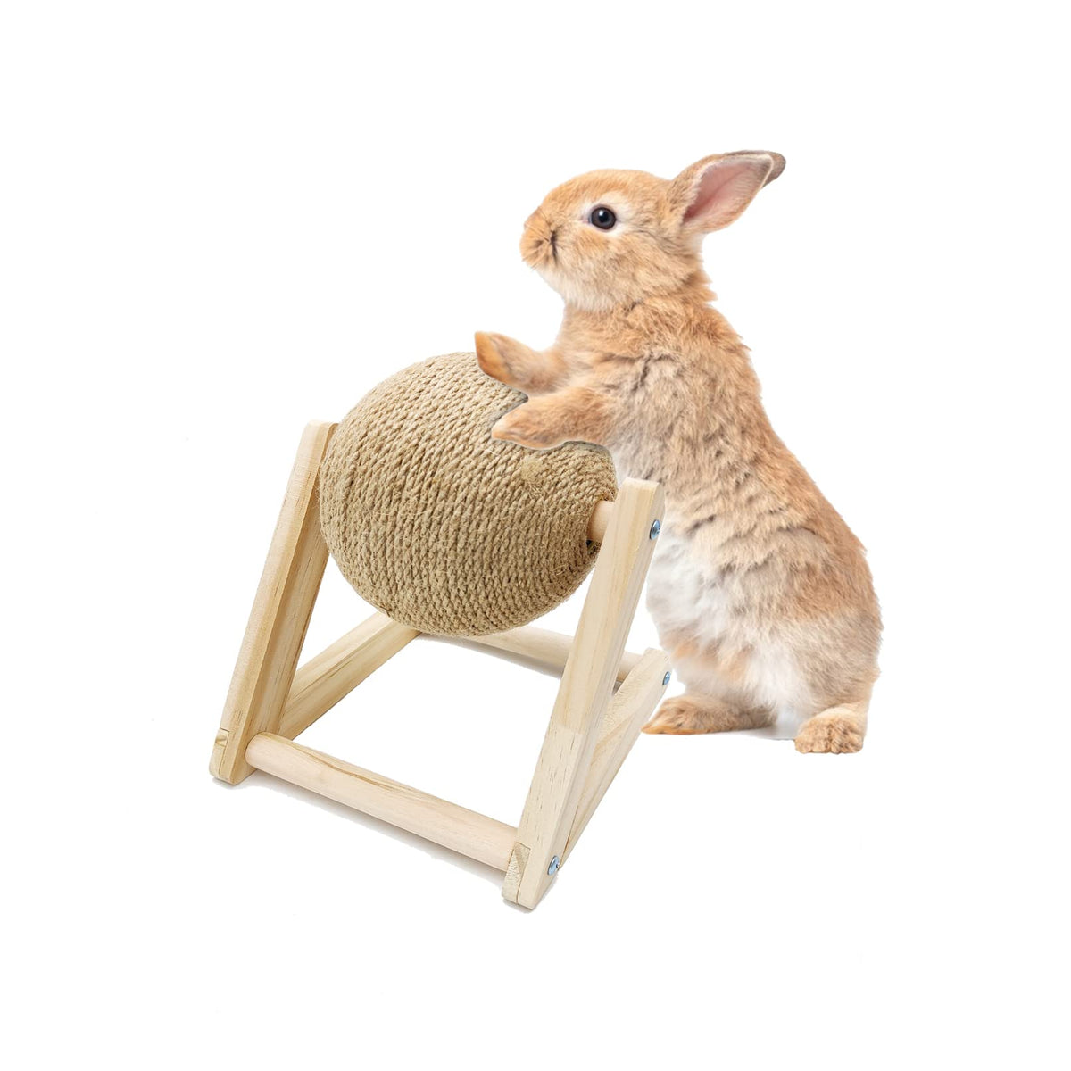 BNOSDM rabbit scratch toy on a sturdy wooden base protects furniture during fun sessions.
