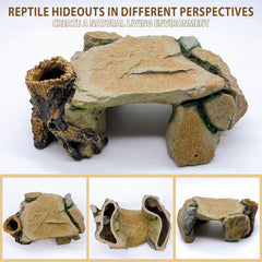 BNOSDM reptile hide cave crafted from durable resin easy to clean and colorfast.