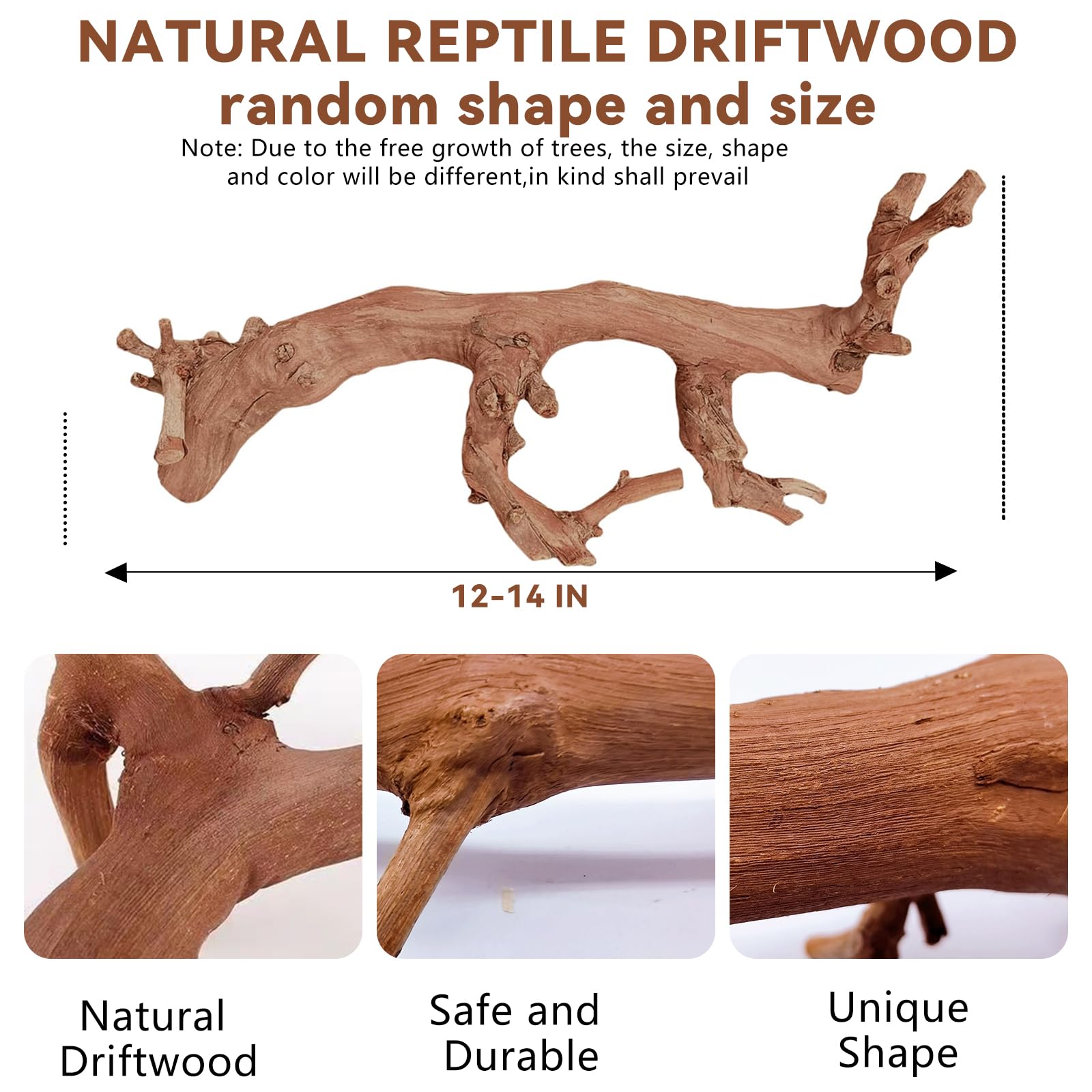 BNOSDM reptile wood branch terrarium decor adds realism and climbing options