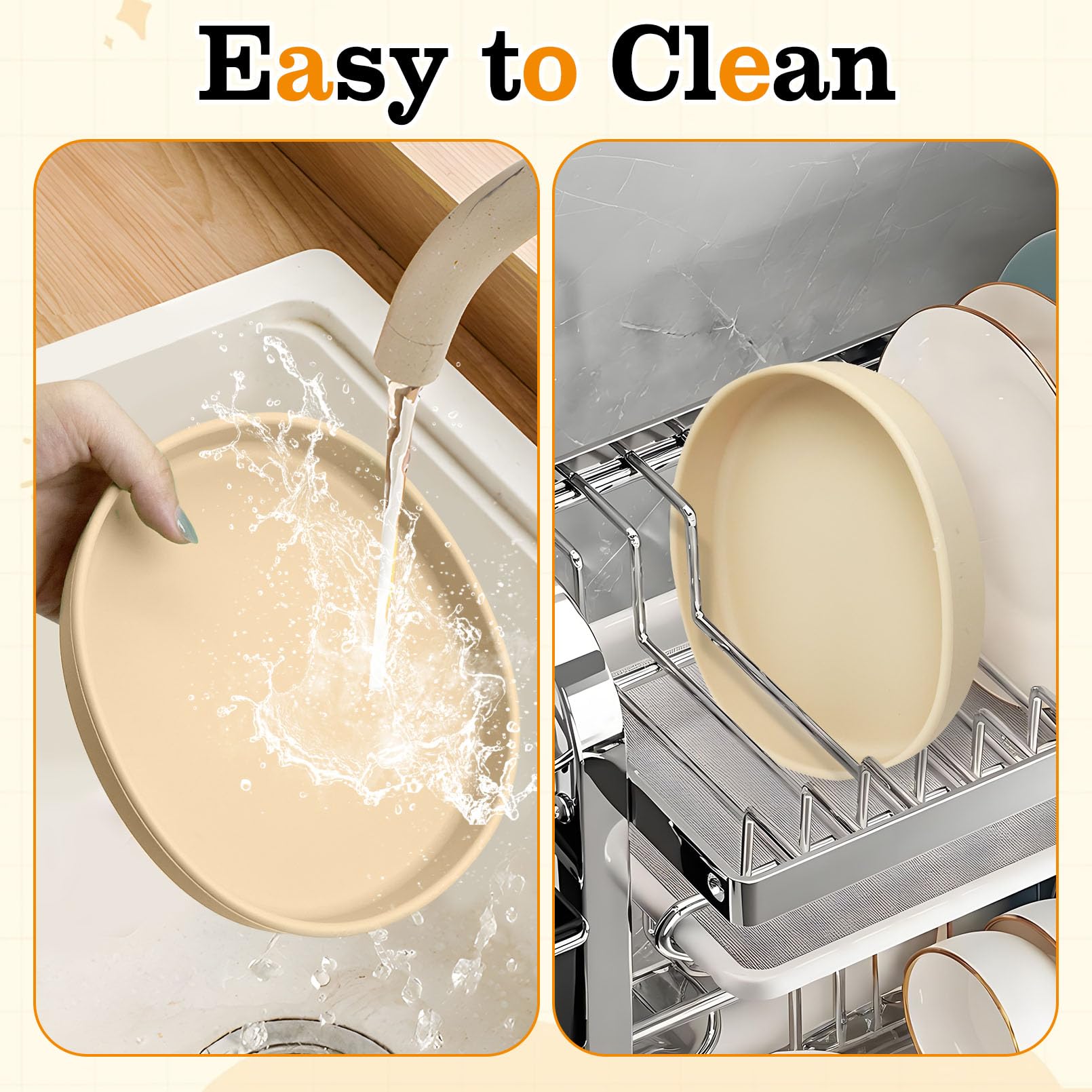 BNOSDM beige silicone plate complements home decor while versatile for snacks.