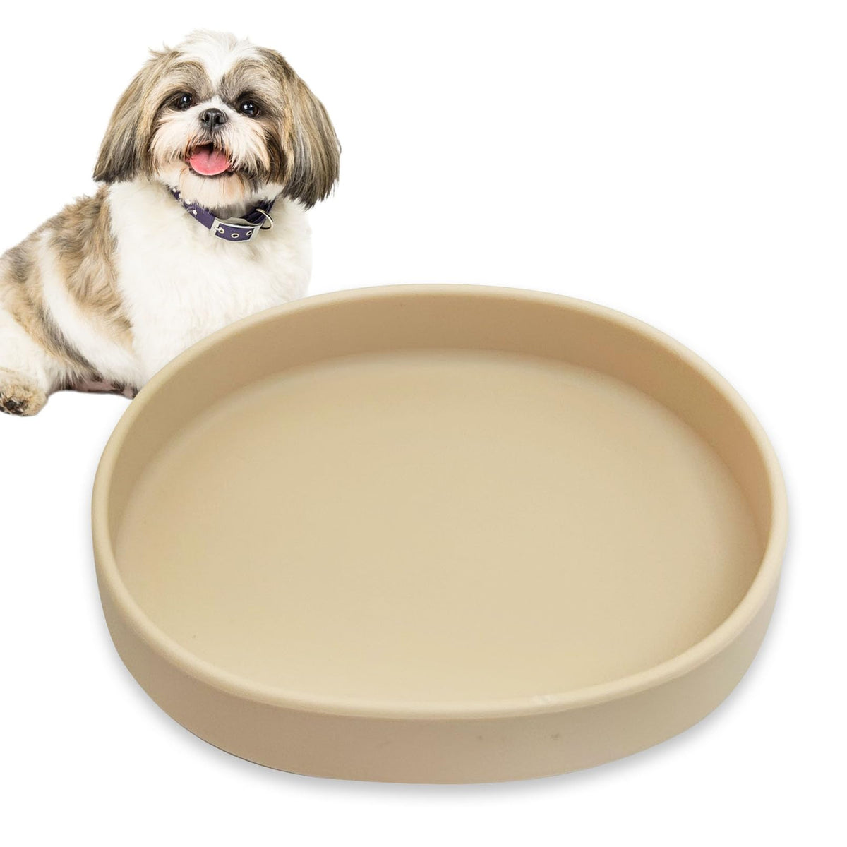 BNOSDM silicone dog plate with flat-faced design supports easy feeding for shallow-faced pets.