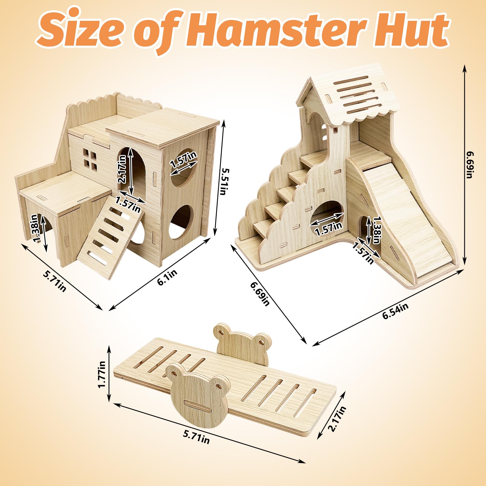 BNOSDM wood hamster house compact size fits most habitats