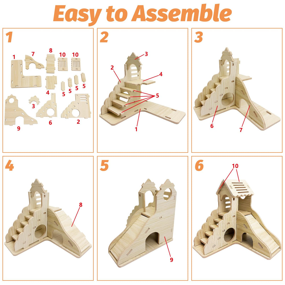 BNOSDM wood hamster house seamless assembly for quick, tool-free setup