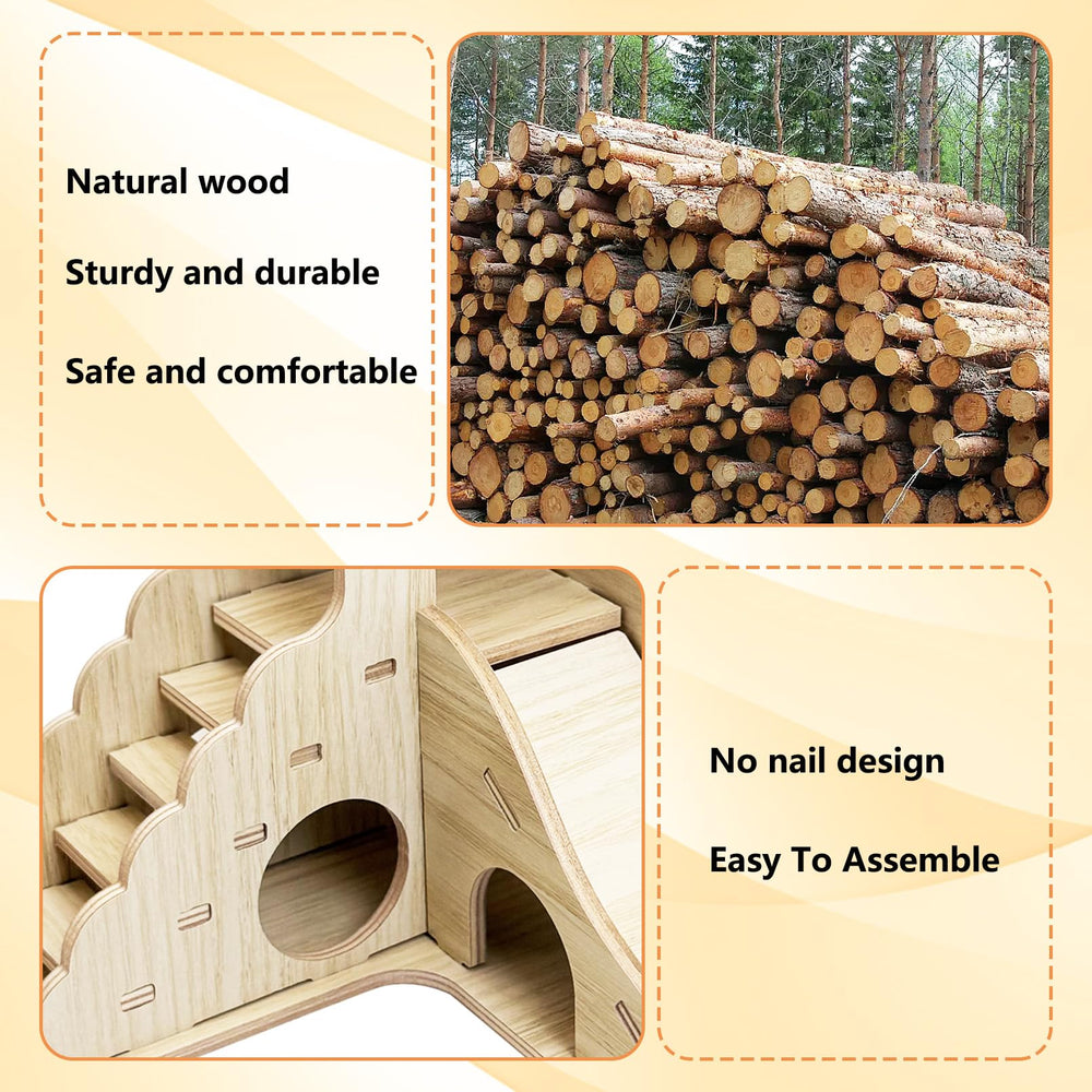 BNOSDM wood hamster house smooth surface reduces snags and injury risk