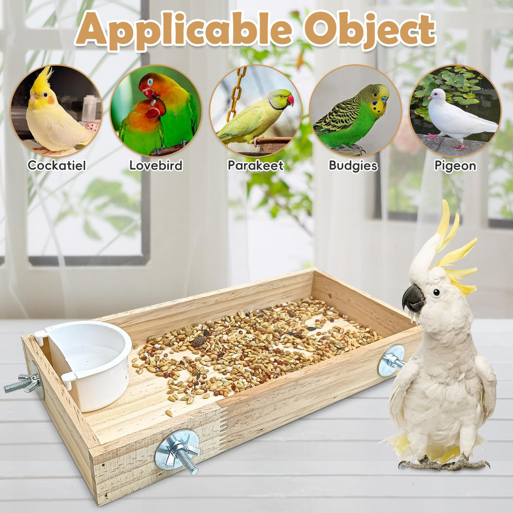 BNOSDM wooden-bird-feeder-box-large-size suits larger cages for bigger parrots.