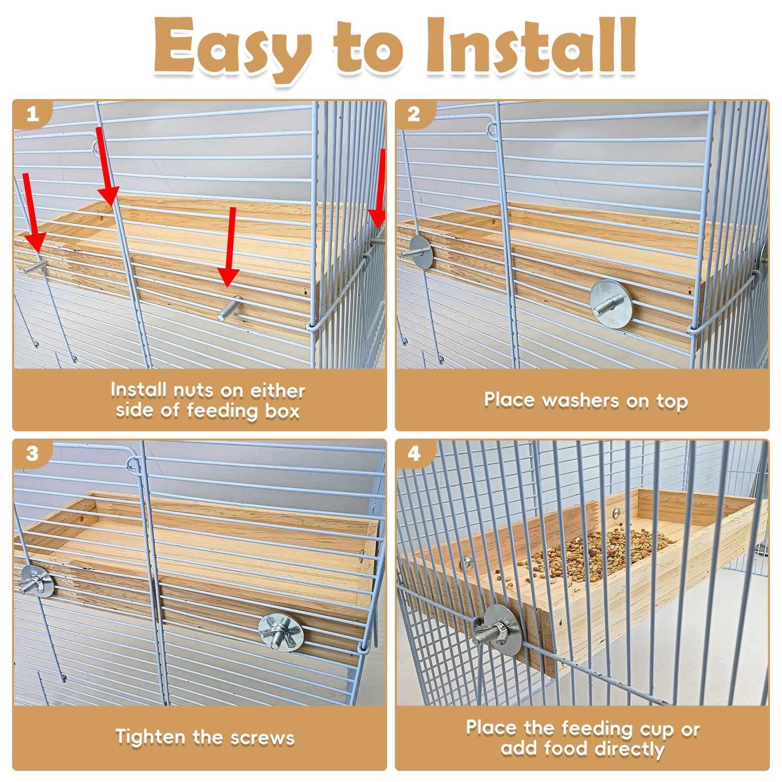 BNOSDM wooden-bird-feeder-box-perch supports comfortable resting and perching during play.