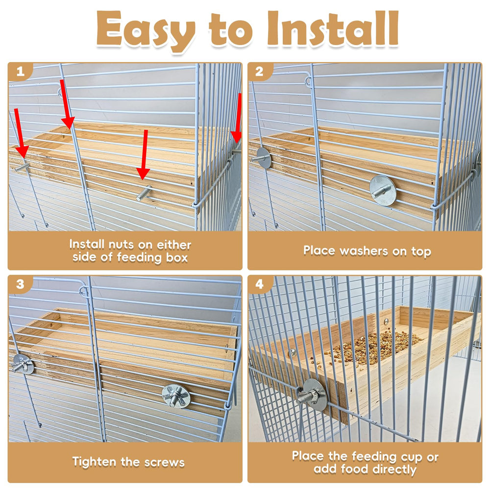 BNOSDM wooden-bird-feeder-box-perch supports comfortable resting and perching during play.