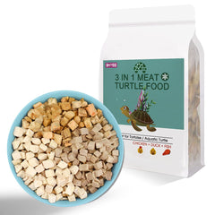 BNYEE 3in1 turtle treats package closeup showing fresh freeze-dried texture for turtles.