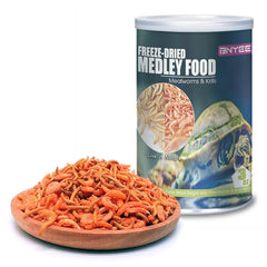 BNYEE Aquatic Turtle Medley Food jar—protein-rich feeding option for turtles.