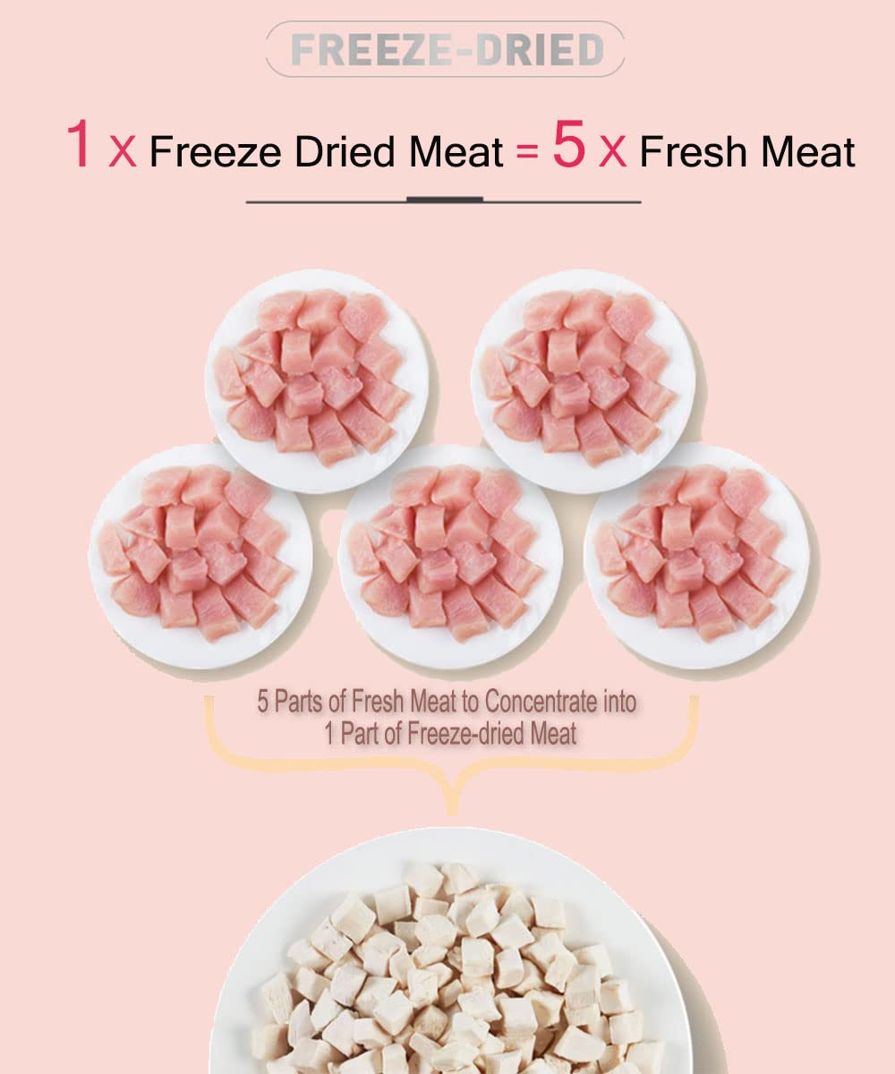 BNYEE freeze-dried chicken cubes closeup showing high-protein snack
