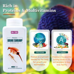 BNYEE Fresh Brine Shrimp packaging image with product contents