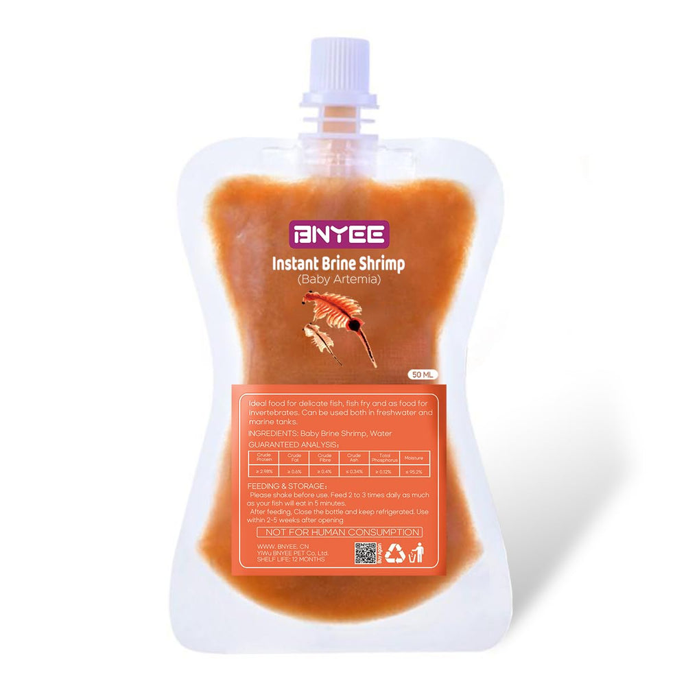 BNYEE Instant Baby Brine Shrimp bottle — shelf-stable, ready-to-feed for tiny fry.