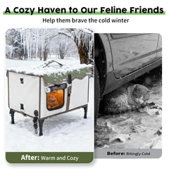 BNZ indestructible heated cat house escape-door-design highlights safe entry and predator protection.