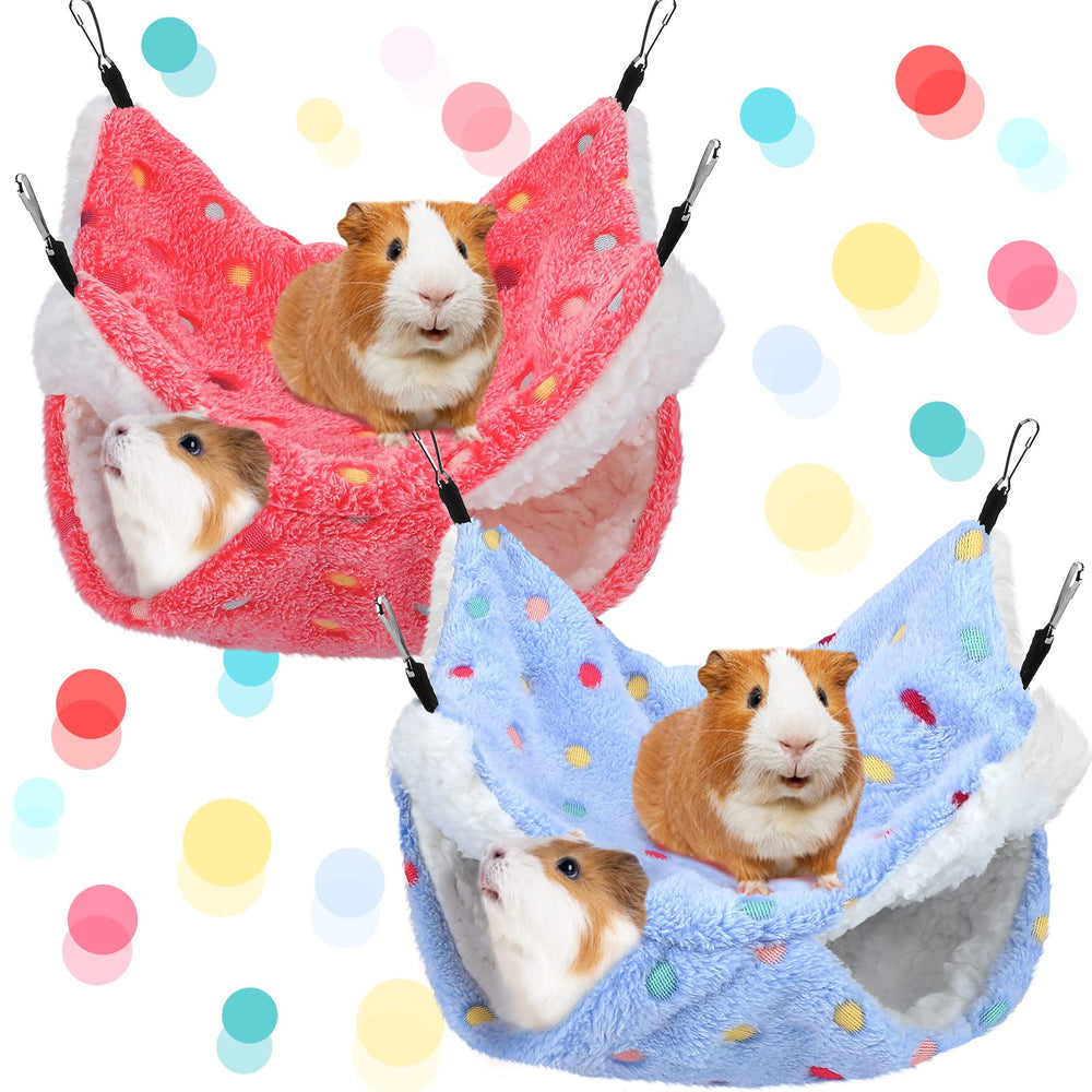 Boao hammock hot pink blue dot pattern top view—cozy rest space for small pets.