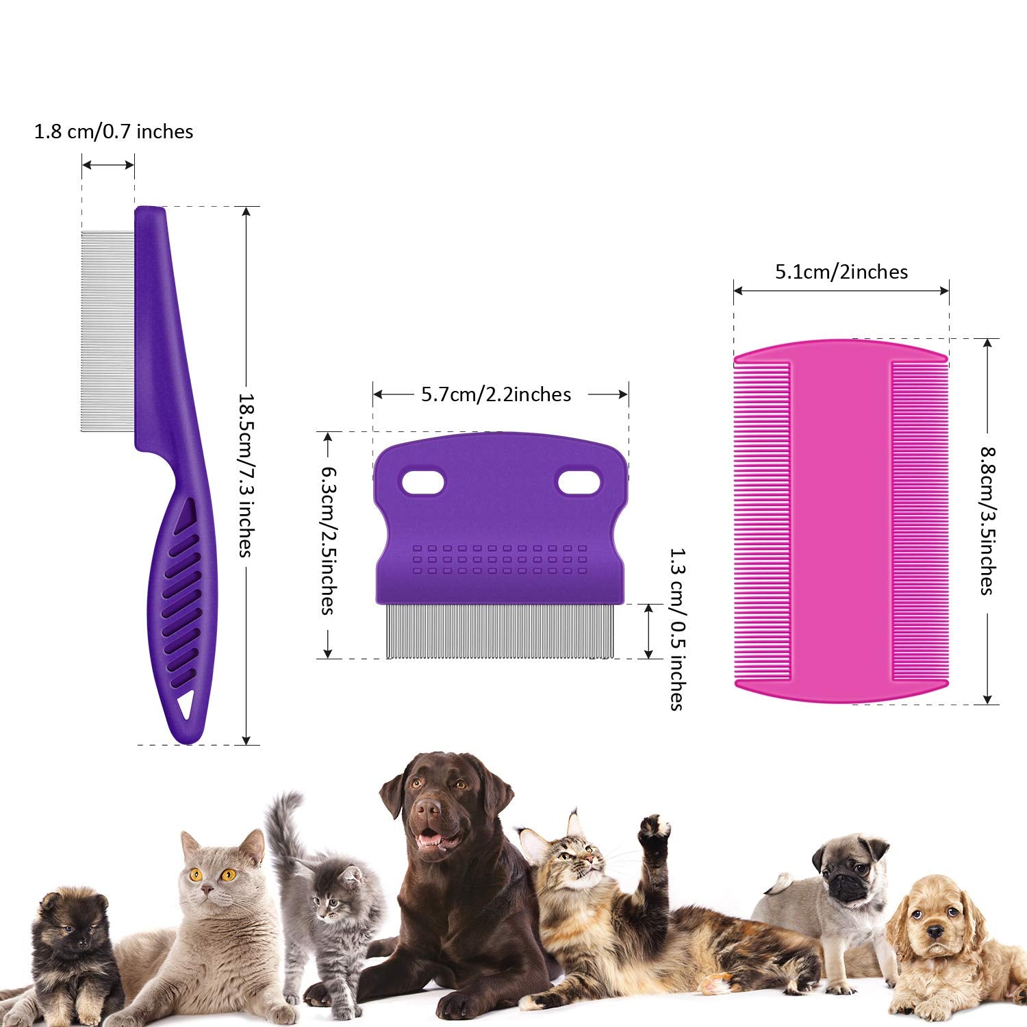Boao pet lice combs long-handle metal teeth for reach and precision