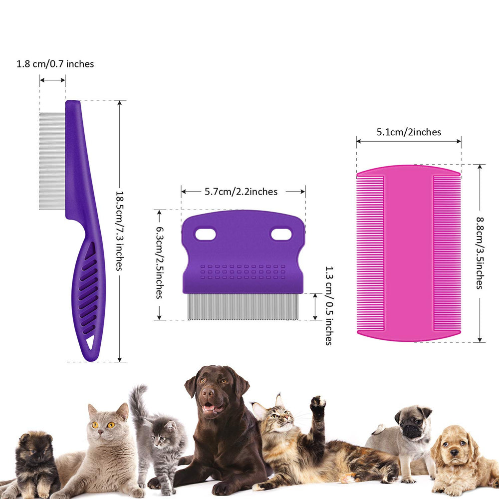 Boao pet lice combs long-handle metal teeth for reach and precision