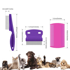 Boao pet lice combs long-handle metal teeth for reach and precision