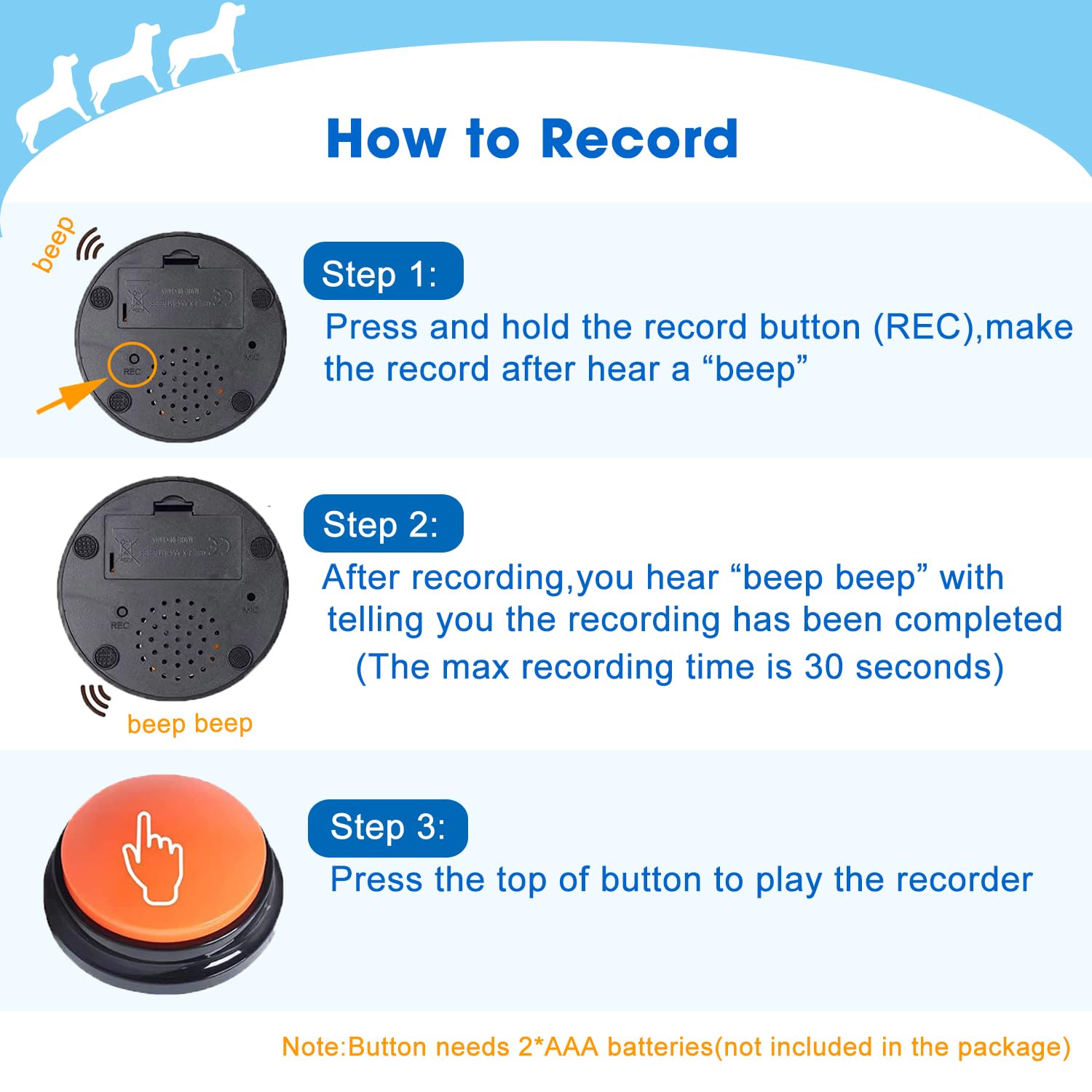 BoArt voice recording button cat training use for communication