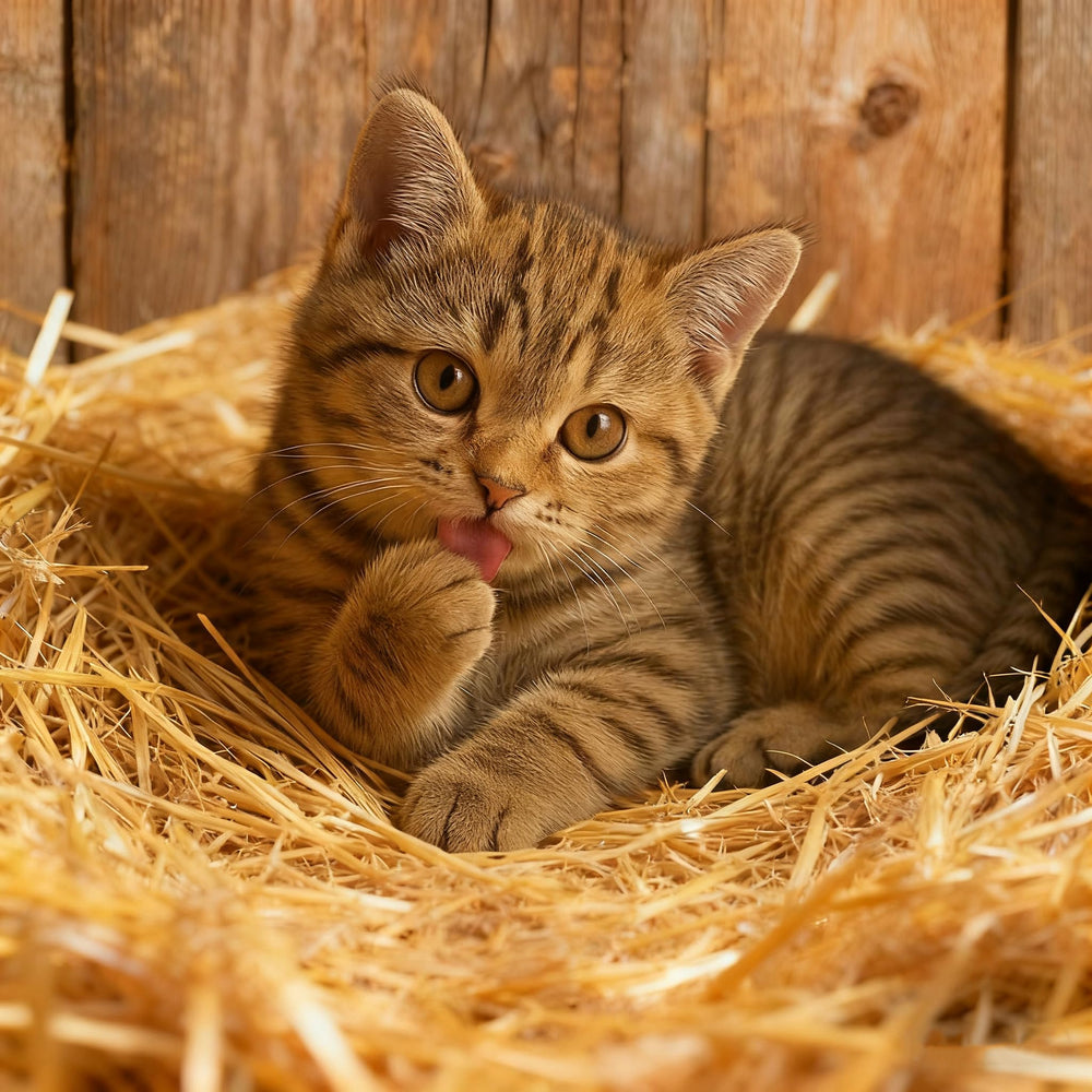 BobbleT cat shelter straw—soft, warm bedding for outdoor shelters.