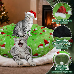 BobbleT Warm Flannel Tunnel Bed Cushions cats with soft warmth for winter naps.