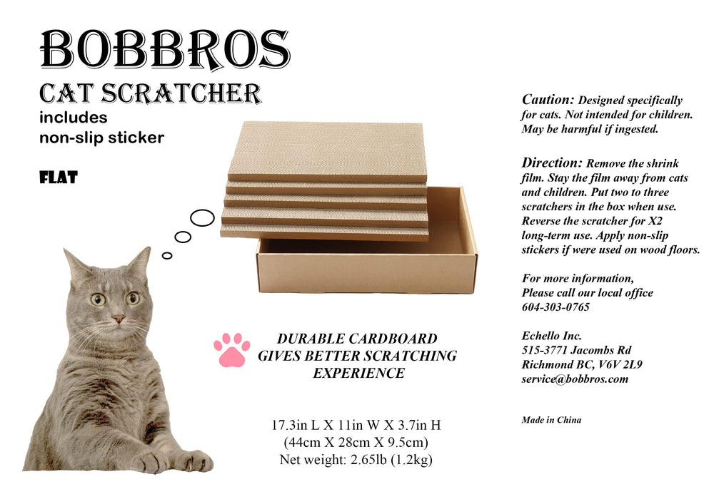 BobBros durable corrugated cardboard scratcher highlights sturdy build for active scratchers.