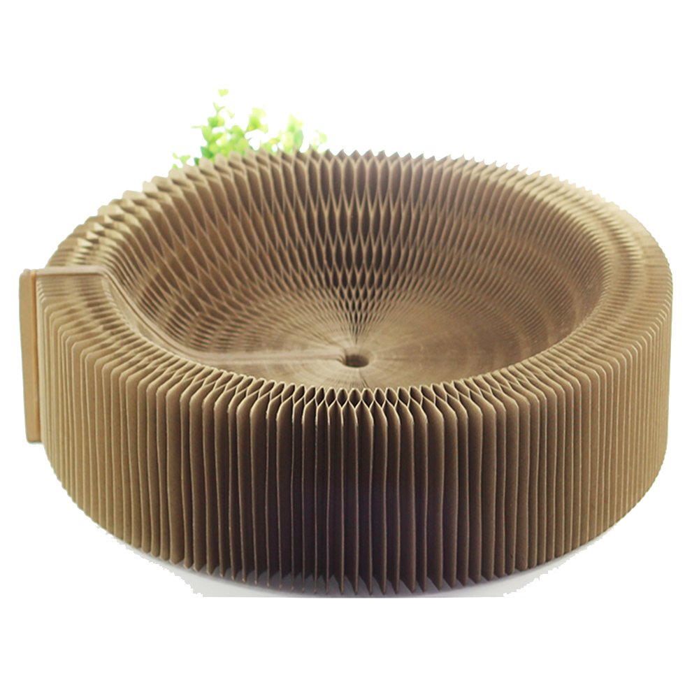 BobbyPet cat scratcher lounge round collapsible for flat storage.