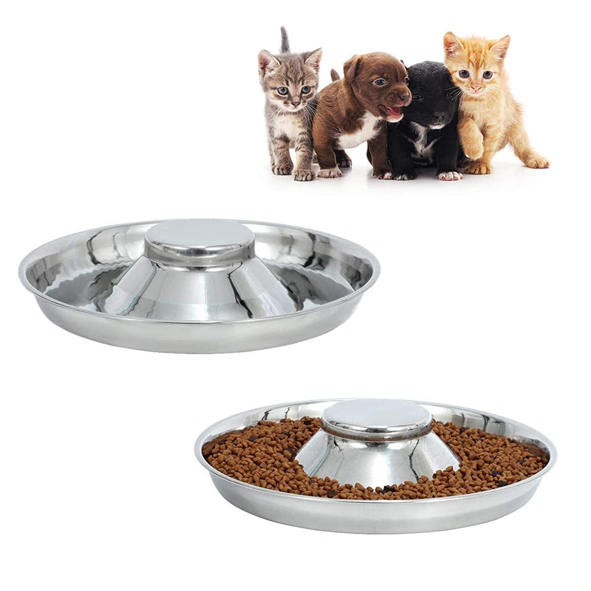 BobbyPet stainless steel dish with stackable design for easy storage.
