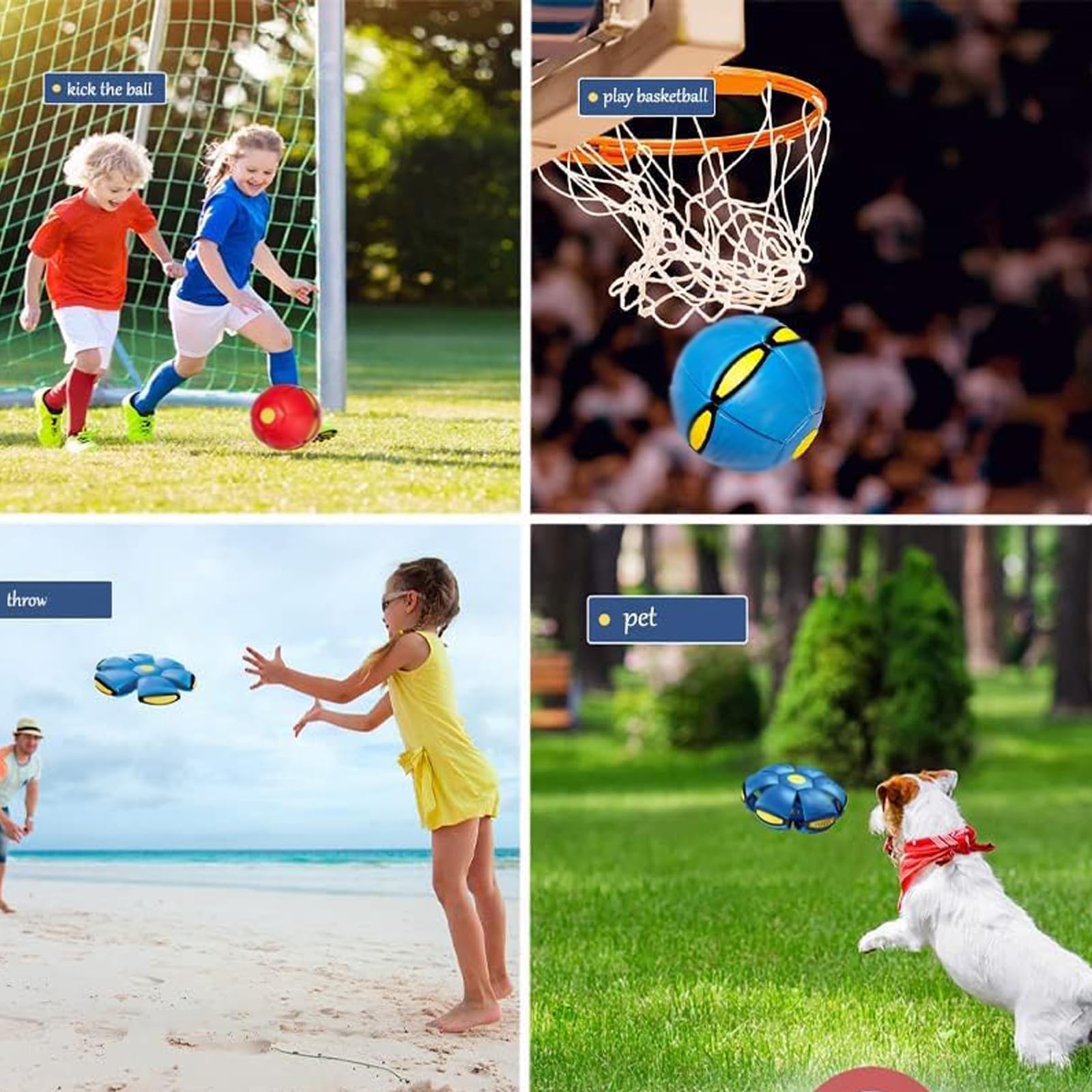Bobcow UFO Magic Ball in flight as a flying saucer for active outdoor play.