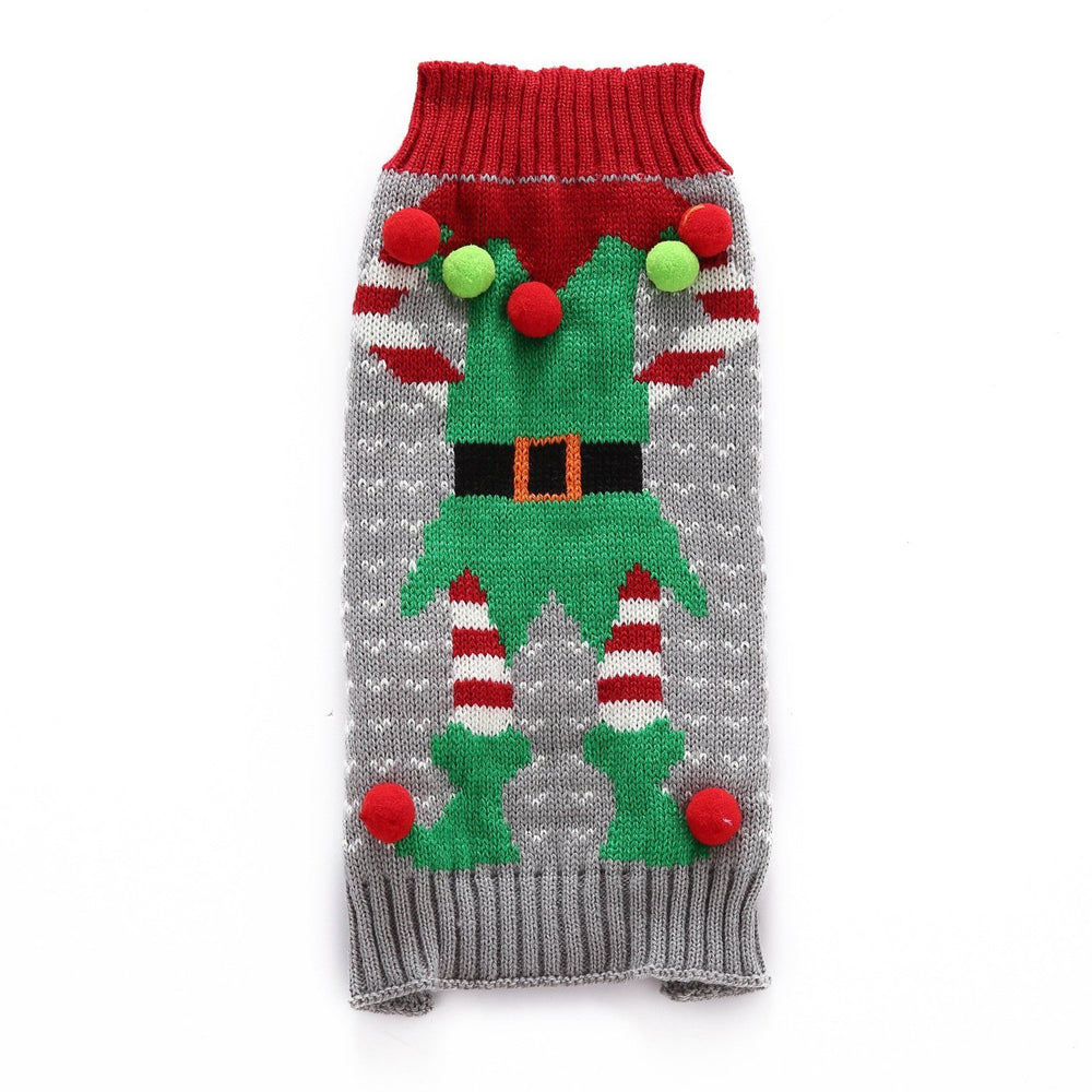 BOBIBI Christmas pet sweater front view with Santa design for holiday flair.
